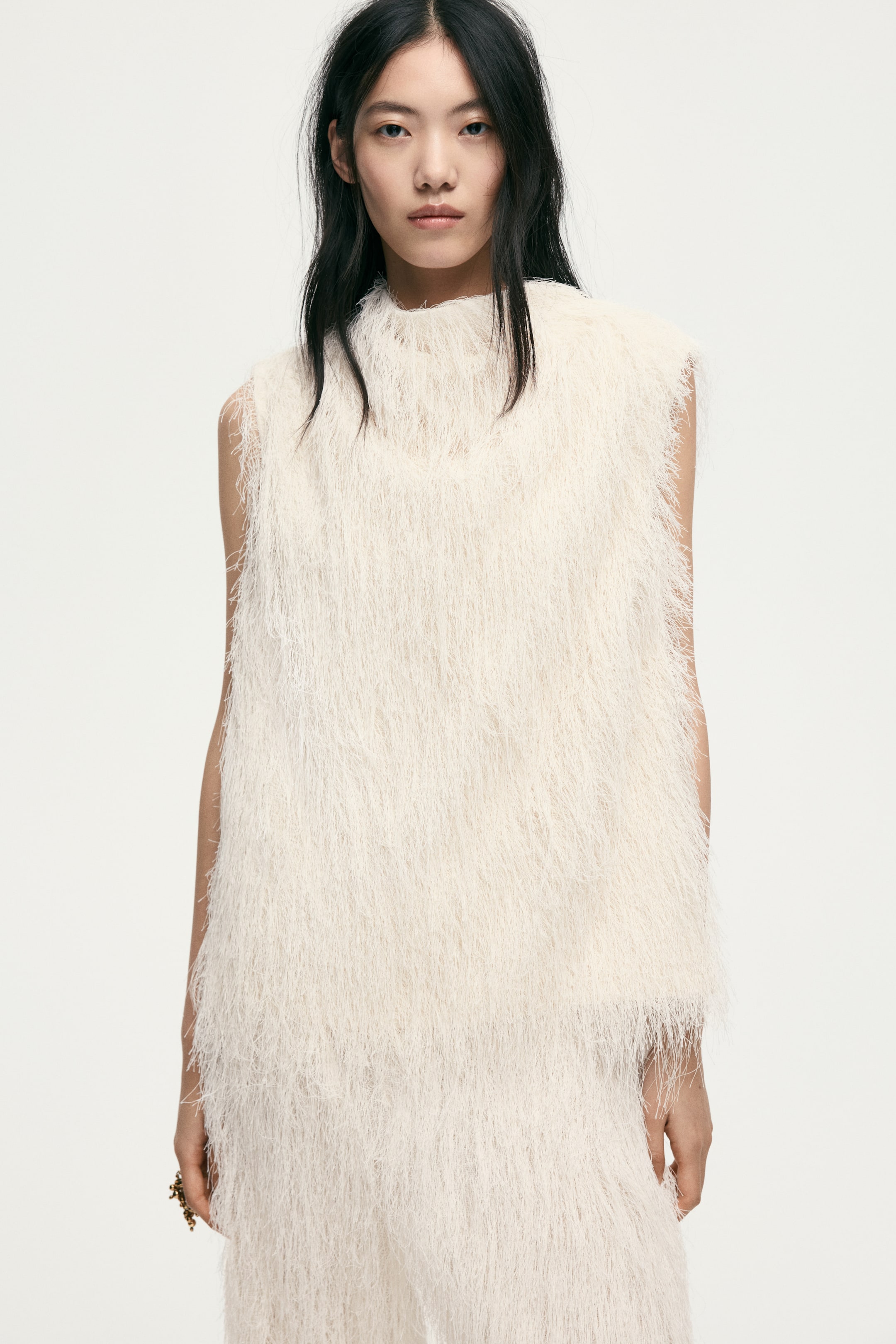 Top With Fringe - Cream