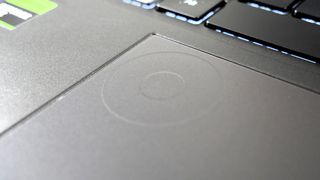 Asus Vivobook Pro 15 (N6506, 2025) open, highlighting the Asus Dial in the top left corner of the touchpad.