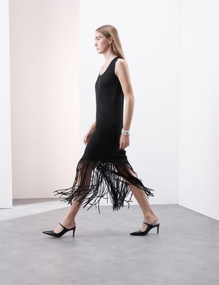 Crepe Tassel Midaxi Column Dress