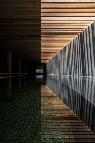 swimming pool at Ourânia boutique apartment building in São Paulo