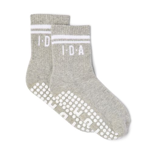 Grey Marl Half Crew Grip Socks for Yoga and Pilates