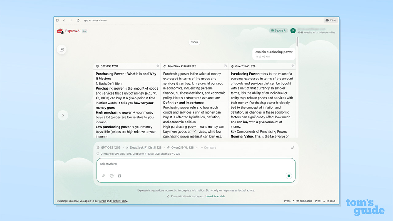 Screenshot of ExpressAI's multi-model comparison