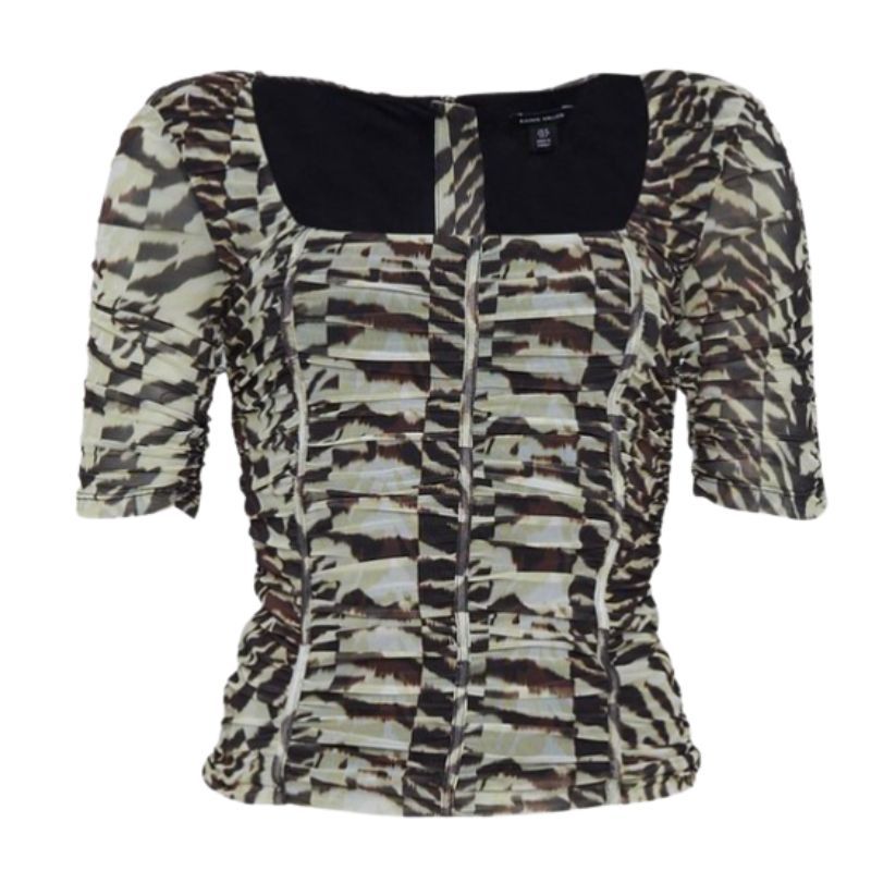 Karen Millen Animal Print Ruched Mesh Top Plus Size
