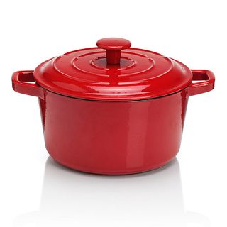 red casserole dish