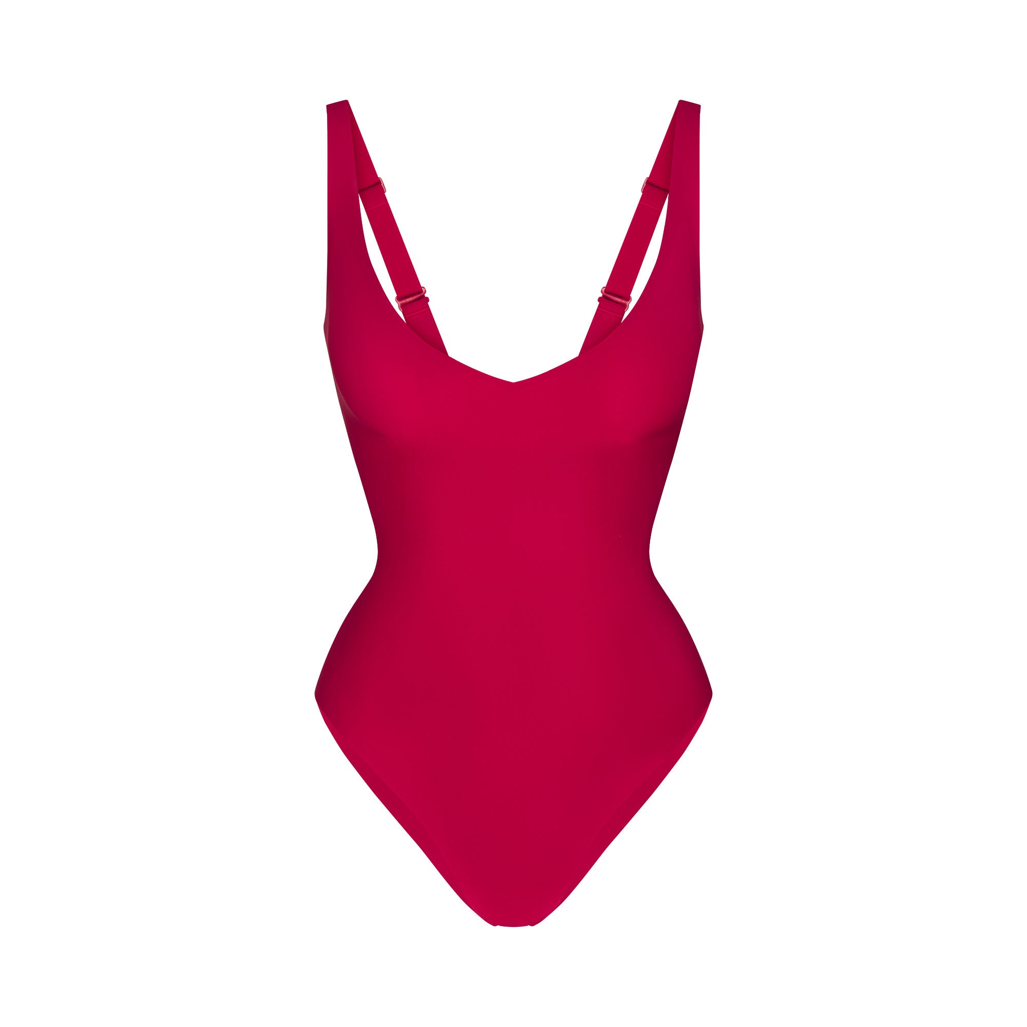 Skims Body Unlined Plunge Thong Bodysuit | Cardinal | Xxs