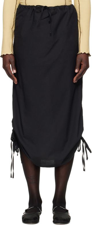 Black Pictorial Midi Skirt