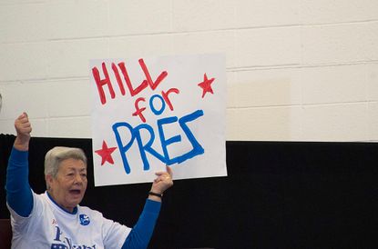 A Clinton supporter in Iowa.