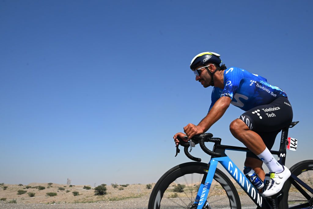 The peloton in the early stages of stage five of the UAE Tour 2024