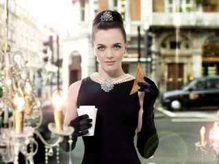 Victoria Pendleton poses as Audrey Hepburn in Breakfast at Tiffany's
