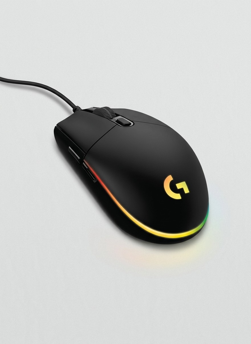 A Logitech G203 wired gaming mouse