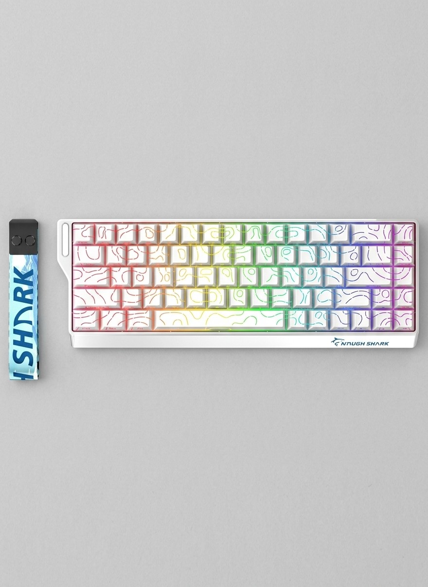 A Gamakay X NaughShark NS68 gaming keyboard in white