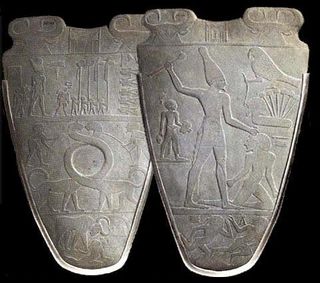 The Narmer palette, dating back about 5,000 years to the time of Egyptian unification, shows decapitated prisoners
