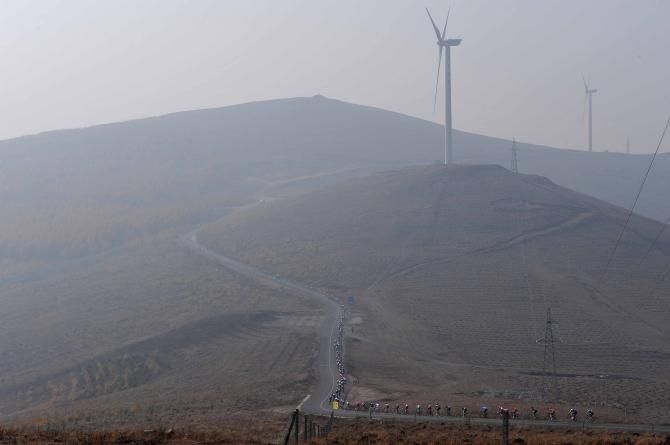 Despite the eco measures there was still a heavy smog in the sky