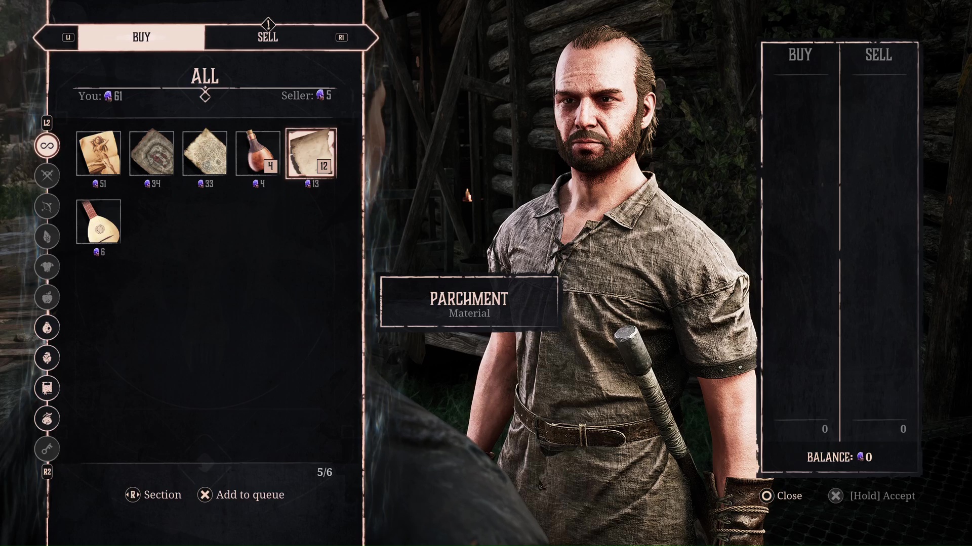 Andrew offers to sell the player Parchment for the Price of Magic quest in Gothic 1 Remake