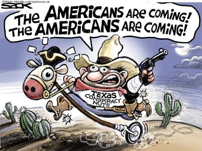 
Political cartoon U.S. Texas conspiracy