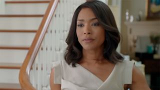 Angela Bassett in structured wedding day dress in Jumping the Broom (2011)