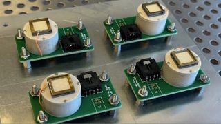 These four flight unit electrospray thrusters were delivered by MIT Space Propulsion Laboratory to NASA for the upcoming Green Propulsion Dual Mode (GPDM) mission.
