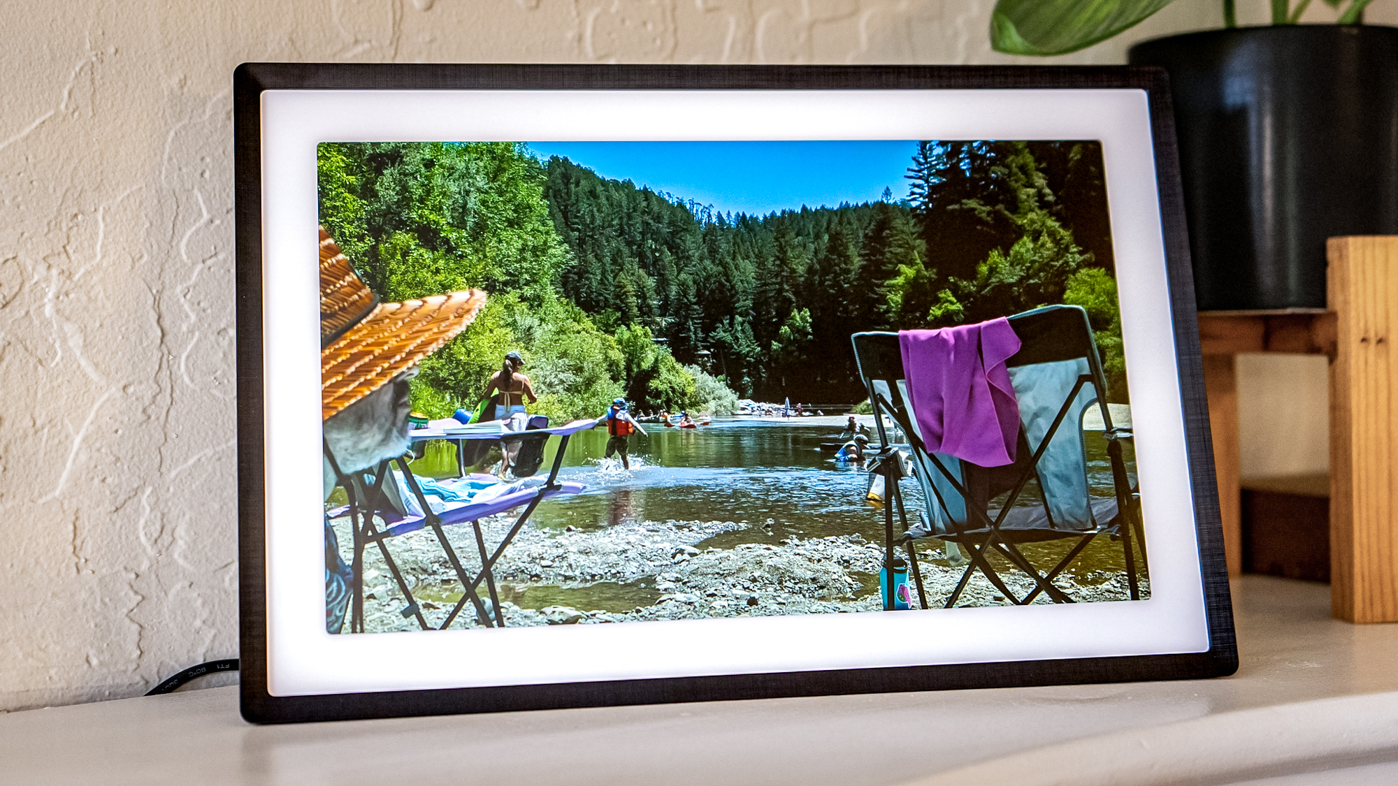 Lexar Pexar 11-inch photo frame on a shelf