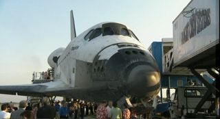 Atlantis Post-Landing Surrounded by People