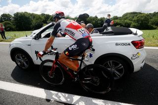 Philippe Gilbert at the medical car at the 2021 Tour de France