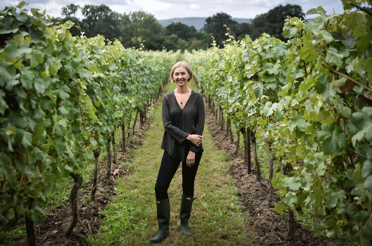 Cherie Spriggs in the Nyetimber vineyard