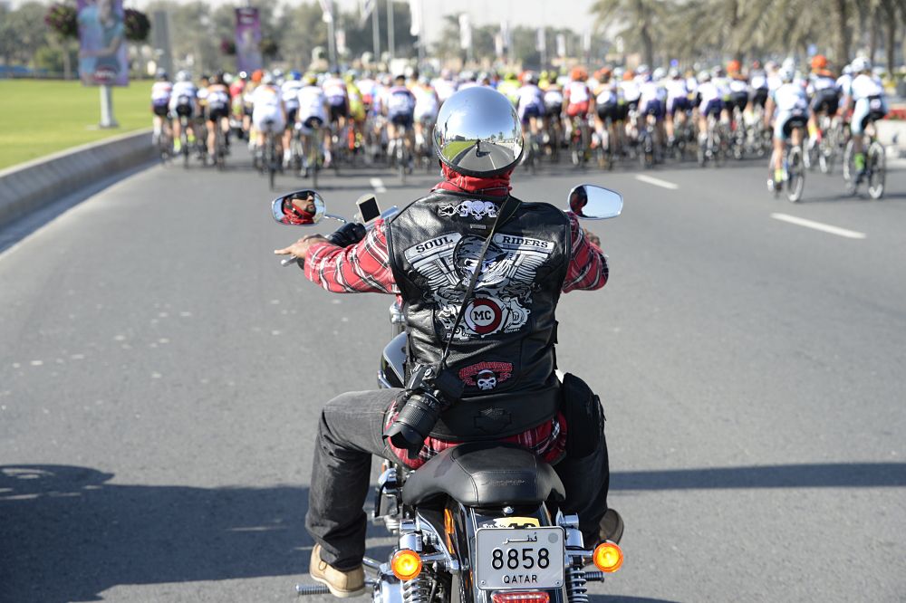 Moto following the women's field