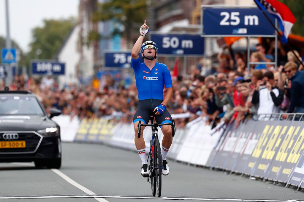 Italy&#039;s Elia Viviani wins the elite men&#039;s road race at the 2019 UEC Road European Championships in Alkmaar in the Netherlands