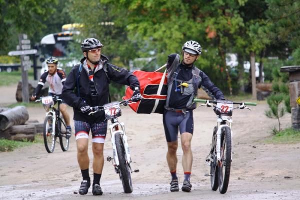 Racers drop off their bags