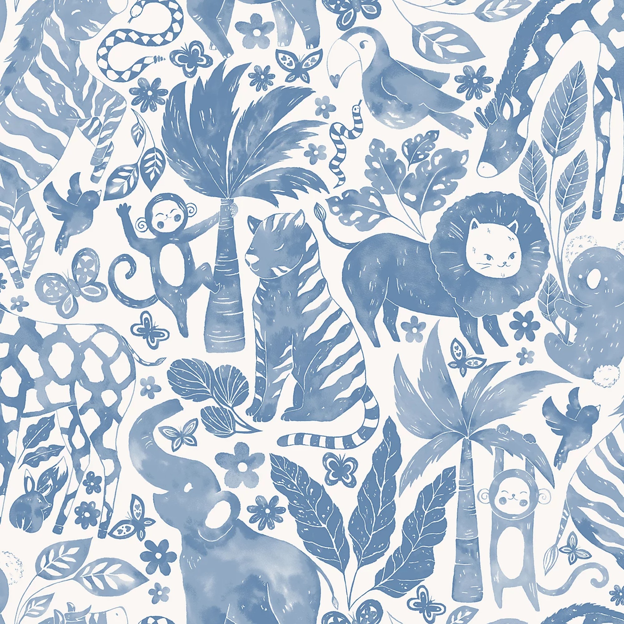 NuWallpaper NUS4850 Sweet Safari Blue Peel & Stick Wallpaper