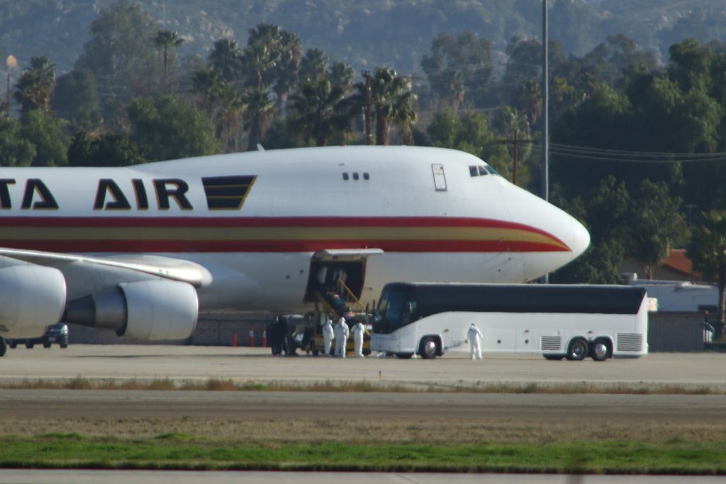 Coronavirus evacuees at March Air Reserve Base.