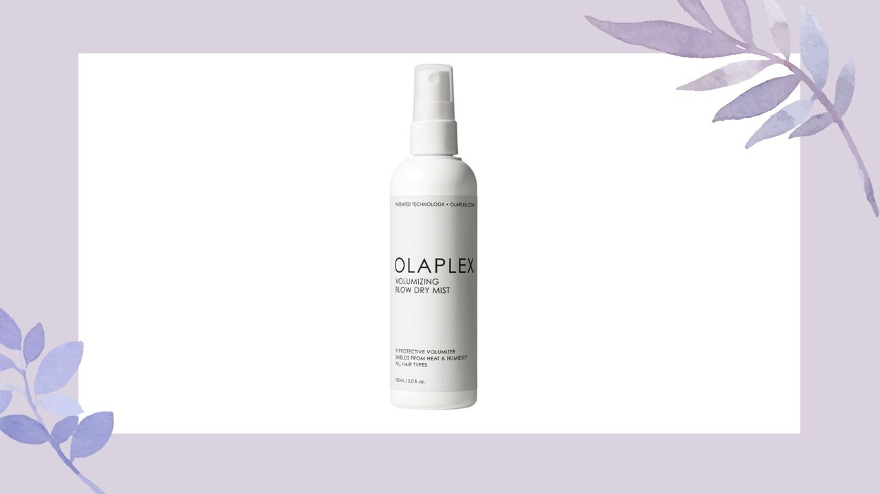 Olaplex Volumising Blow Dry Mist review: bottle on a light purple background