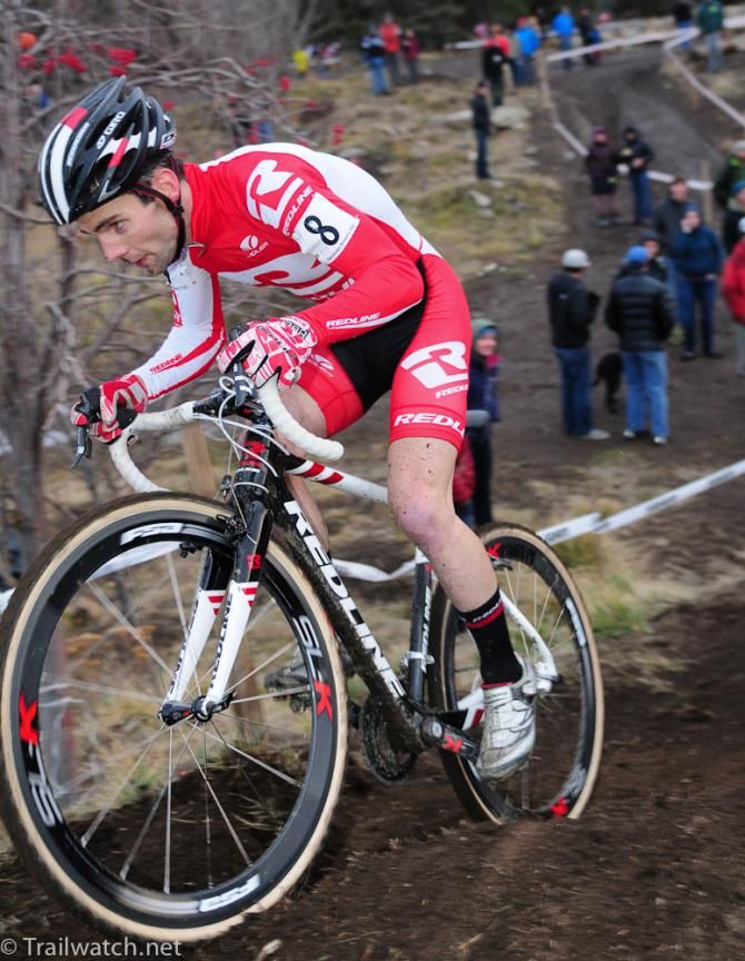 Justin Lindine (Redline) riding in a group chasing the leaders