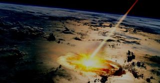 This visualization shows a large asteroid hitting Earth. One new study suggests a new timeline for Earth's early history. 