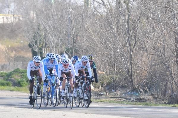 Riders on the attack on the opening stage.