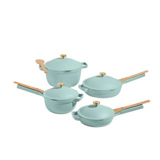 Our Place X Selena Gomez 4-piece cookware collection in Cielo blue