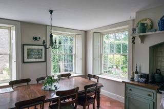 Kitchen in a period home with sash windows