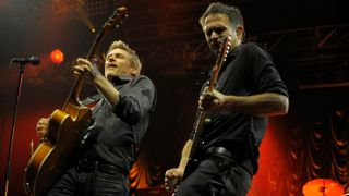 Keith Scott (right) performs with Bryan Adams at Olympiahalle, Munich, Germany, September 24, 2008