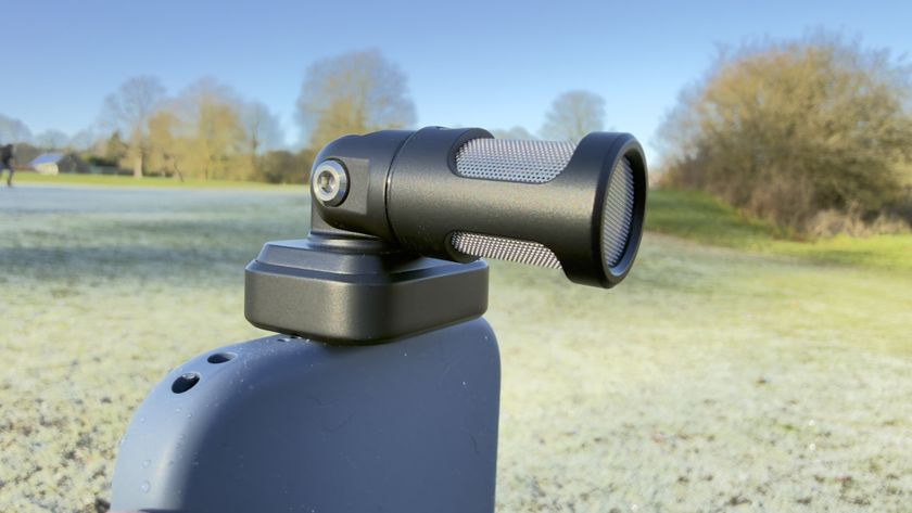 The MV88 plugged into an iPhone 17&rsquo;s USB-C port. The mic has been rotated to point horizontally