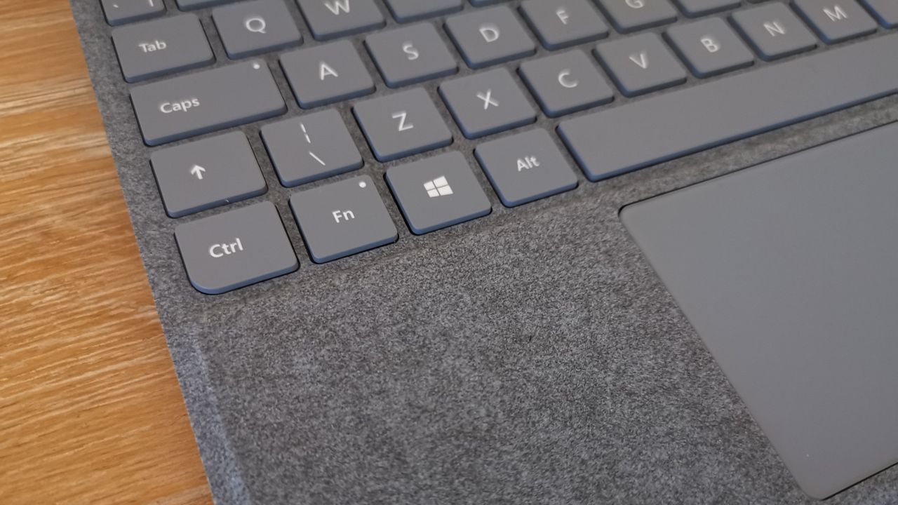 A closeup of the Microsoft Surface Go 3's TypeCover keyboard