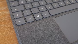 A closeup of the Microsoft Surface Go 3's TypeCover keyboard