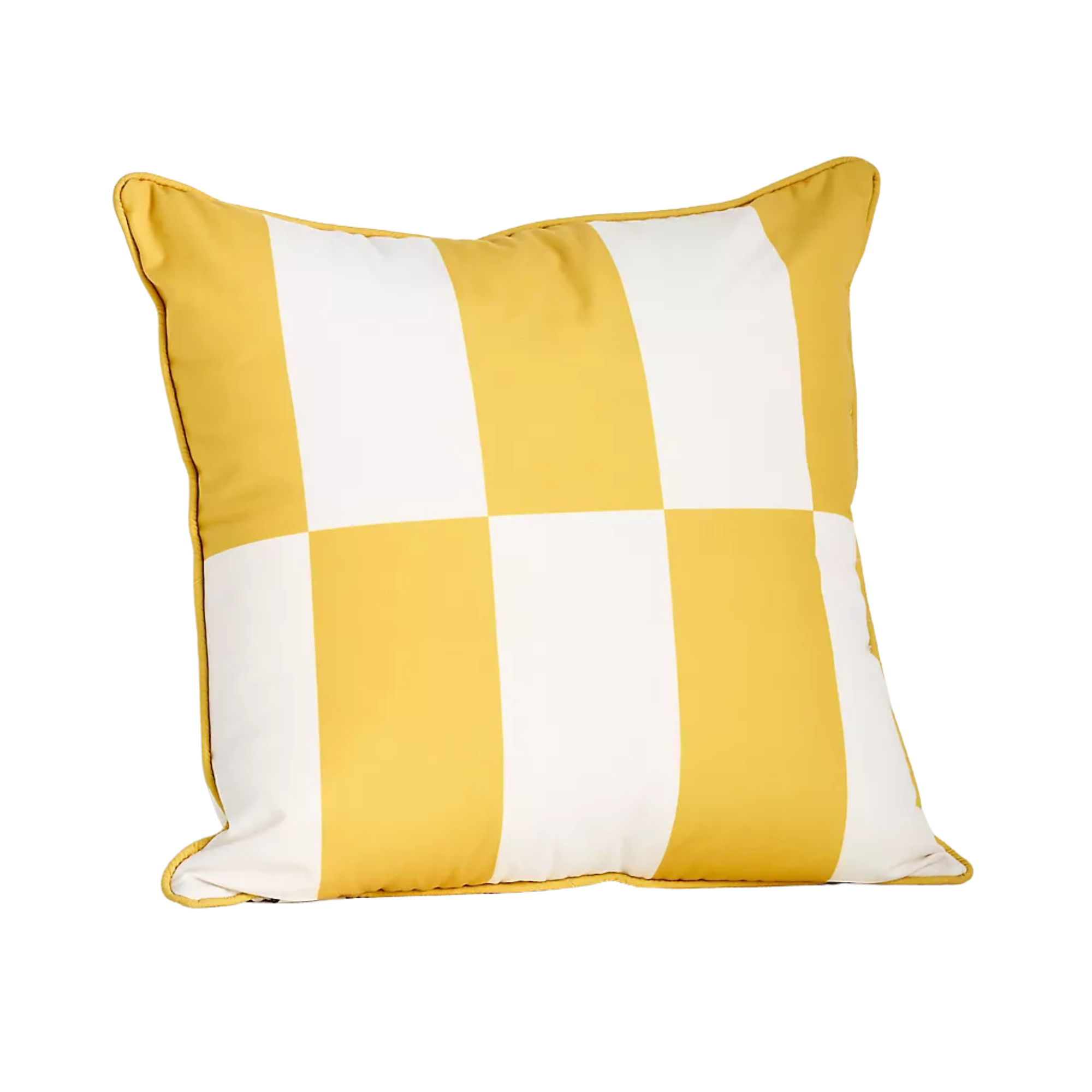 a yellow and white checkered pillow