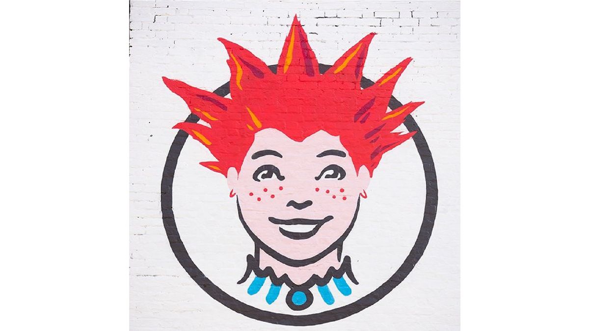 Wendy's logo with girl reimagined in punk style