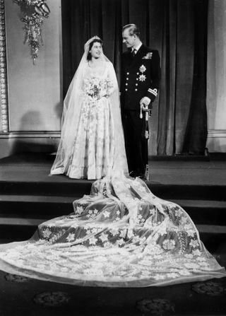 The Queen and Philip on their wedding day