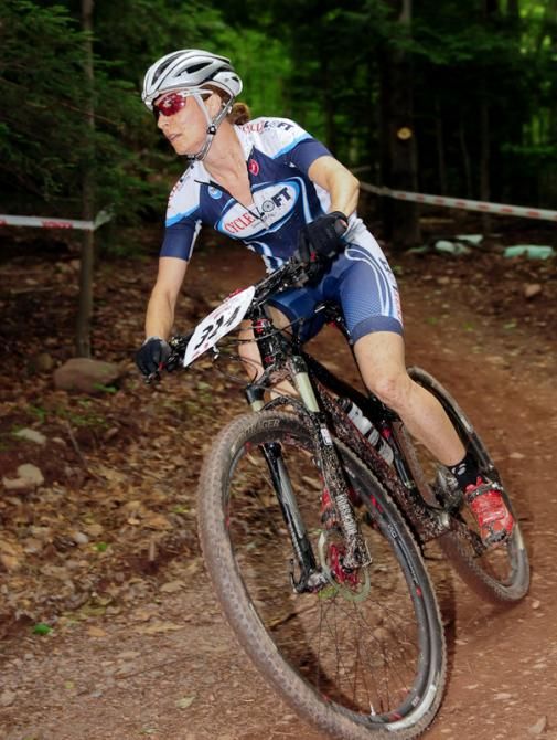 Mo Bruno-Roy (Cycle Loft) racing in fifth place