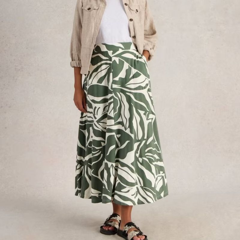 White Stuff, Jada Leaf Print A-Line Maxi Skirt