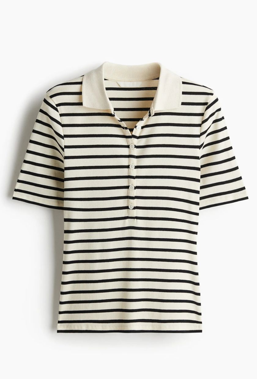 H&amp;M, Ribbed Polo Shirt