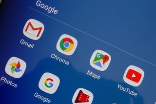 Google app icons on a display