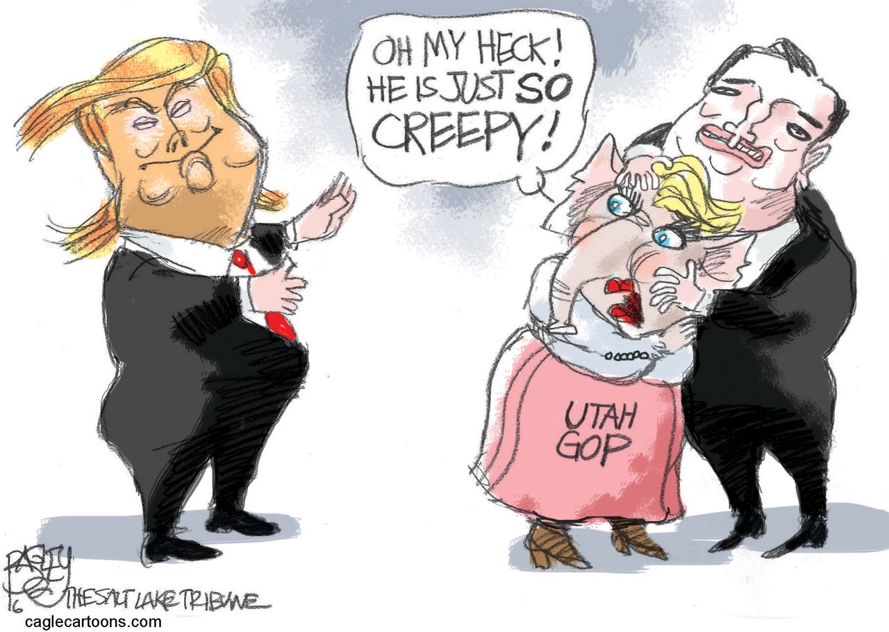 Political Cartoon U.S. Trump Cruz 2016