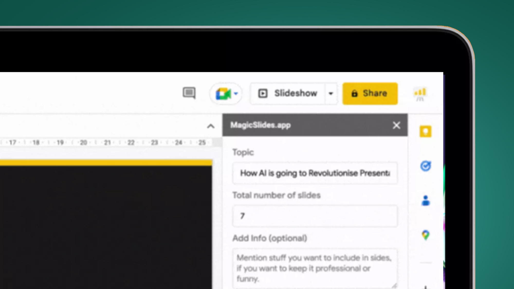 Экран ноутбука расширение MagicSlides Chrome для Google Slides