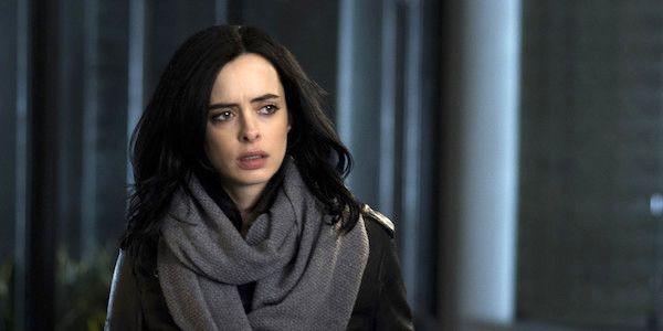 Jessica Jones in her signature coat and scarf